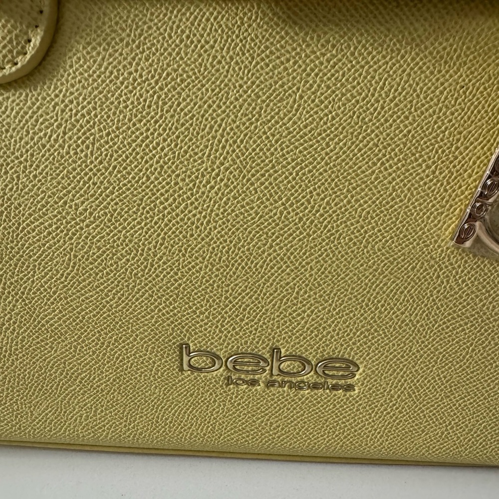Bebe Evie Yellow Structured Satchel Handbag – Gold Hardware - Picture 6 of 7